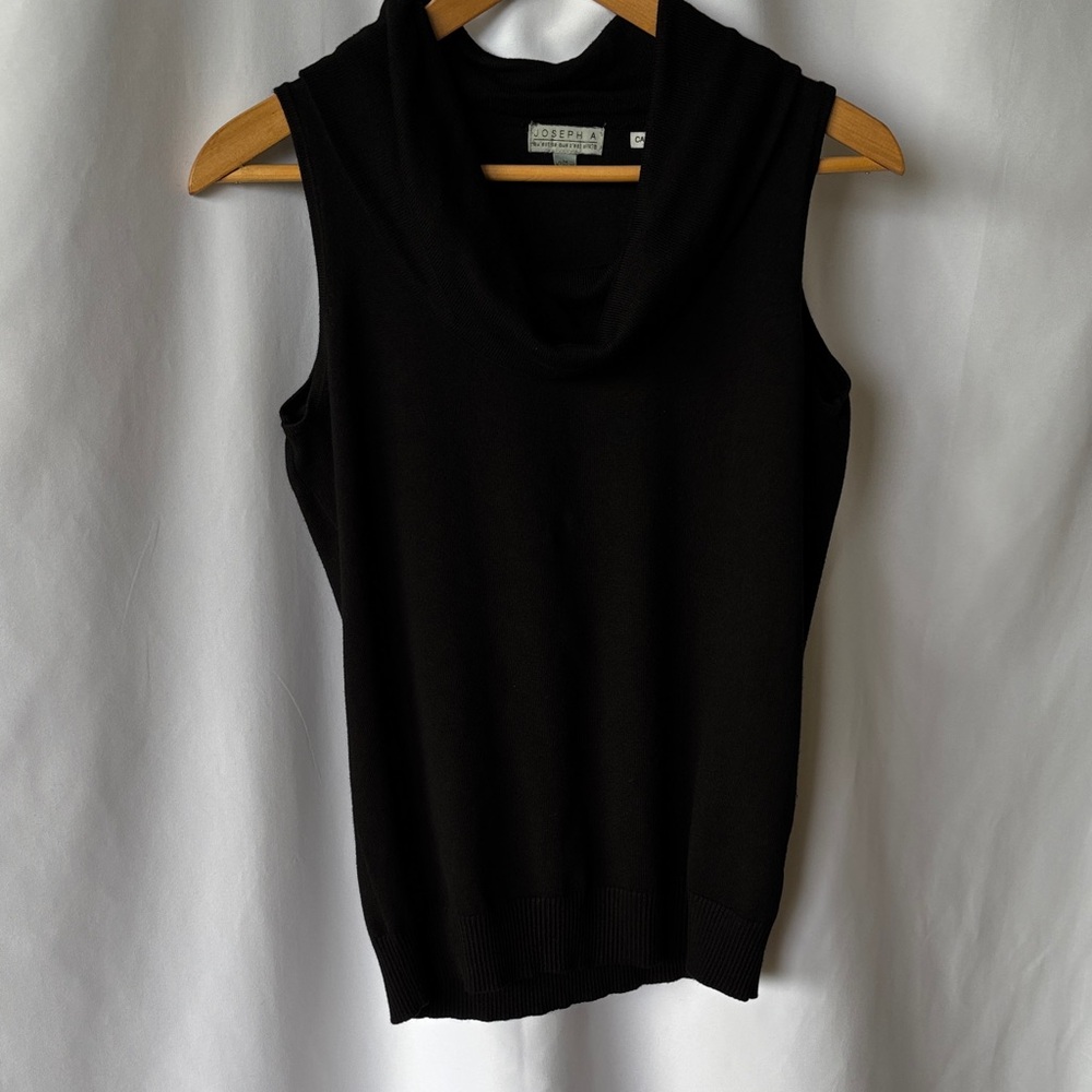 Joseph A Women's Black Turtleneck Sleeveless Cowl-Neck Sweater Size Medium EUC